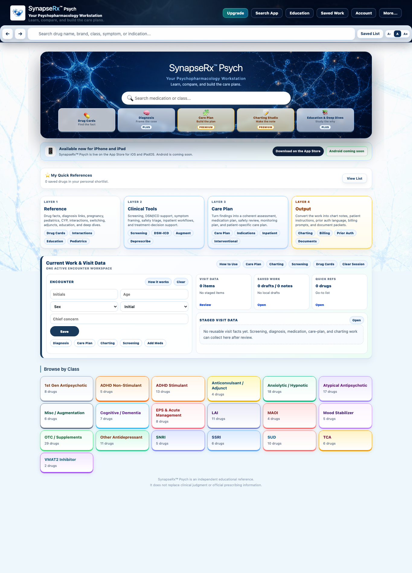 SynapseRx Psych clinical workstation interface